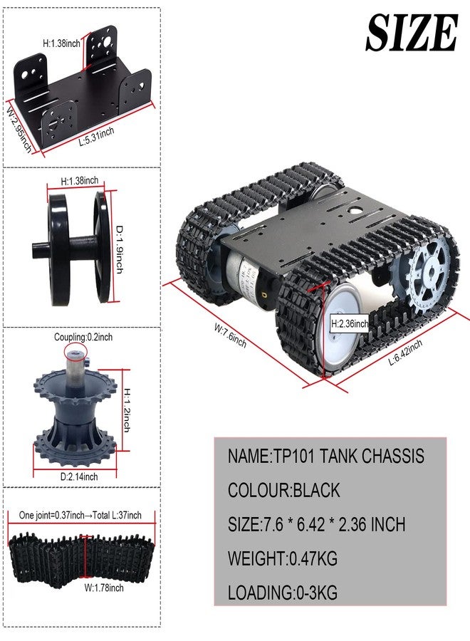 SmaringRobot Professional Smart Robot Tank Car Chassis for School Eduactional Science Kits, DIY RC Tracked Robotic Obstacle Avoidance Platform Crawler Model with 2pcs Plastic Caterpillars, Remote Control STEAM - Image 2